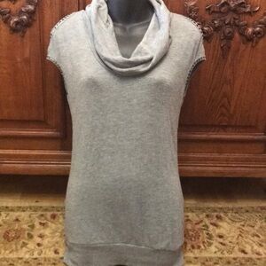 Poof studded cold shoulder cowl neck top M